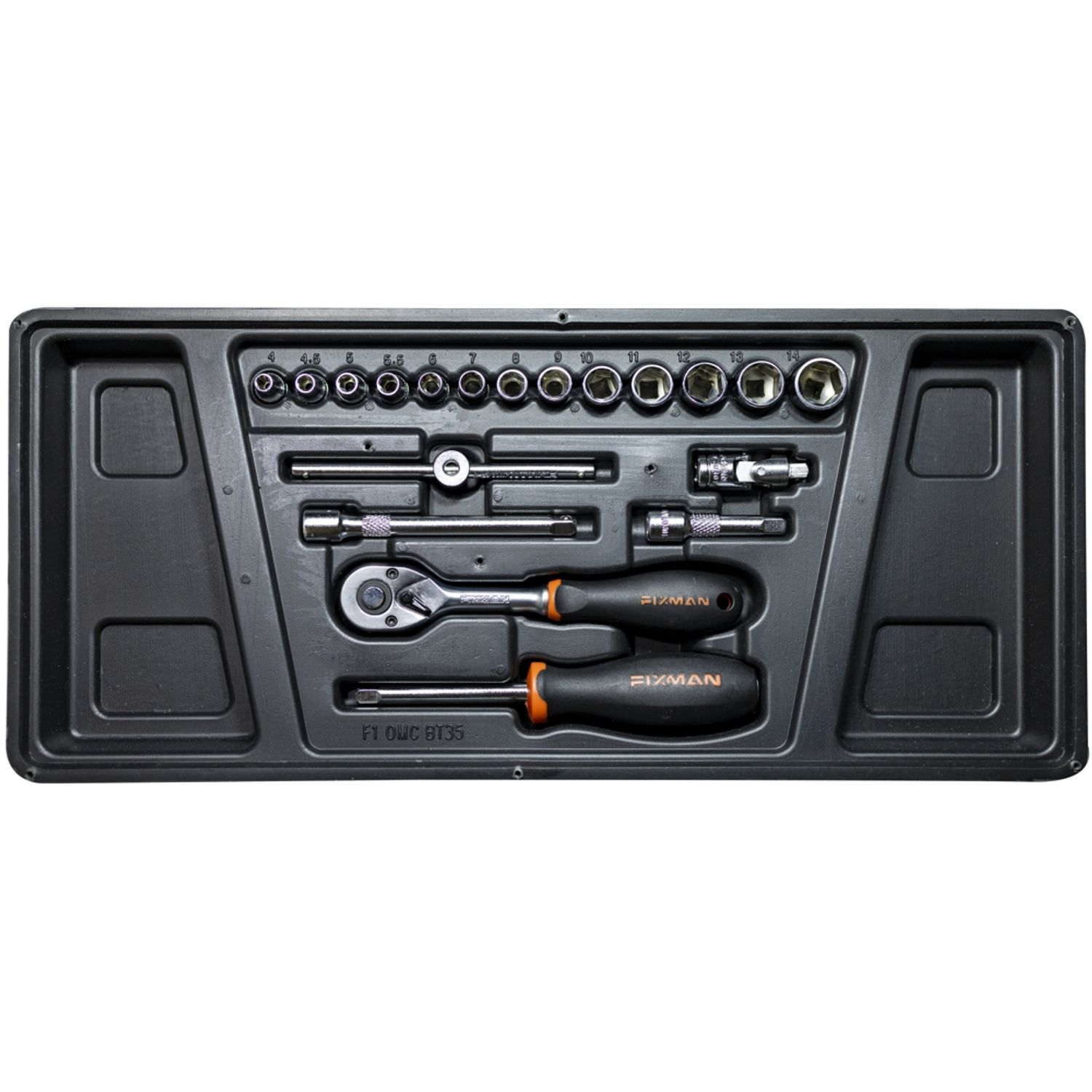 FIXMAN Tray 19 Piece 1/4' Drive Sockets And Accessories